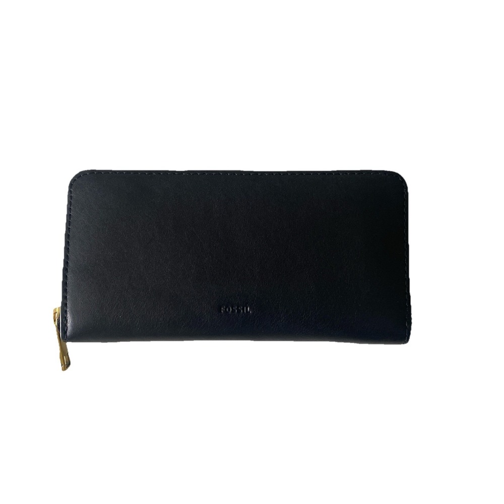 Fossil Leather Full Zip Wallet Black
